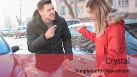  Presentation with traffic jam - Amazing presentation theme having argue - emotional people arguing in traffic backdrop and a red colored foreground