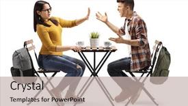  Presentation with shot - Cool new slide deck with argue - full length profile shot backdrop and a mint green colored foreground