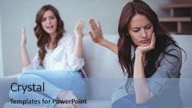  Presentation with trainee nurse sitting by female - Cool new presentation design with argue - two female friends sitting backdrop and a light blue colored foreground