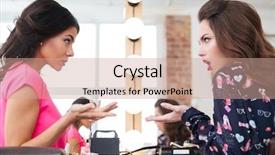 Presentation with beauty salon - Colorful PPT theme enhanced with argue - two pretty young women sitting backdrop and a coral colored foreground