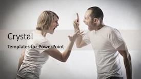  Presentation with comic couple - Slide set enhanced with argue - young couple arguing background and a mint green colored foreground