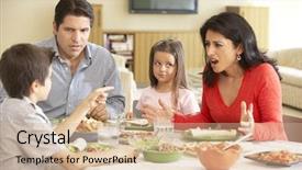  Presentation with family struggles - Audience pleasing slide deck consisting of argue - young hispanic family enjoying meal backdrop and a soft green colored foreground