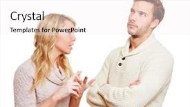  Presentation with man woman - Colorful PPT theme enhanced with argueing in over a problem backdrop and a white colored foreground
