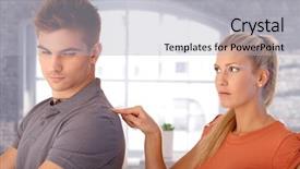  Presentation with boyfriend and girlfriend - Presentation featuring arguement - angry girlfriend poking shoulder background and a light gray colored foreground