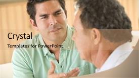  Presentation with living room - Beautiful theme featuring arguement - two men in living room backdrop and a coral colored foreground