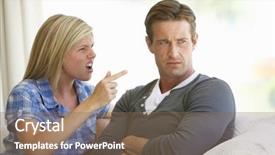  Presentation with home - Cool new slide set with arguement - young couple having argument backdrop and a violet colored foreground