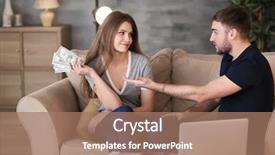  Presentation with communication problem in relationship marital - Amazing presentation theme having argument - happy woman with money backdrop and a coral colored foreground