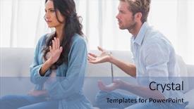  Presentation with community living - Slides consisting of argument - woman gesturing while quarreling background and a teal colored foreground