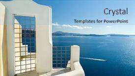  Presentation with simple door lock system - PPT layouts having arhitecture - door of santorini island background and a light blue colored foreground
