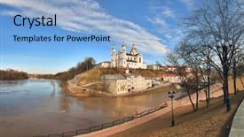  Presentation with city - Audience pleasing PPT layouts consisting of arhitecture - view of the city backdrop and a light blue colored foreground