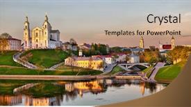  Presentation with city - PPT layouts having arhitecture - view of the city background and a mint green colored foreground