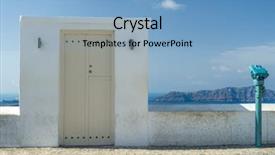  Presentation with santorini - Slides with arhitecture - wooden door of santorini island background and a light blue colored foreground