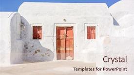  Presentation with old wooden door antique - Beautiful slides featuring arhitecture - wooden door of santorini island backdrop and a lemonade colored foreground