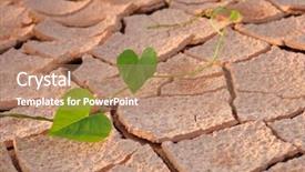  Presentation with land - Beautiful presentation theme featuring earth surface uninhabited - arid land on the leaves backdrop and a coral colored foreground