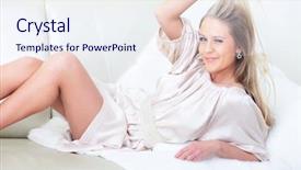  Presentation with bed - Presentation enhanced with arising - beautiful woman lying down background and a sky blue colored foreground