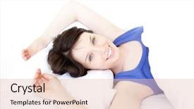  Presentation with happy smiling woman dental health - Audience pleasing slides consisting of arising - close-up of a smiling woman backdrop and a lemonade colored foreground