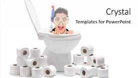  Presentation with sky diving man falling - Audience pleasing slides consisting of arising - man with diving mask emerging backdrop and a white colored foreground