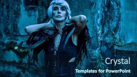  Presentation with woman world - PPT theme with aristocratic-old-widow-woman background and a navy blue colored foreground