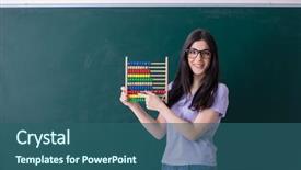  Presentation with worried young female college student - Cool new slide deck with aritmetic - young female teacher student backdrop and a ocean colored foreground