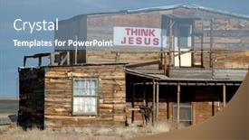  Presentation with arizona desert - Beautiful presentation theme featuring arizona-desert-homestead-along-route backdrop and a teal colored foreground