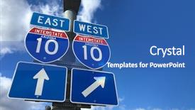  Presentation with music signs dark blue - PPT theme having arizona i10 east west highway background and a ocean colored foreground