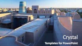  Presentation with ancient - Presentation theme featuring ark - ancient city of itchan kala background and a ocean colored foreground