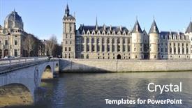  Presentation with paris - PPT theme enhanced with ark - conciergerie and the river seine background and a dark gray colored foreground