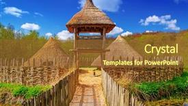  Presentation with ancient hindu scriptures - Amazing presentation theme having ark - gate to the ancient settlement backdrop and a tawny brown colored foreground