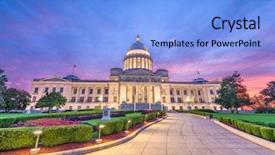  Presentation with capitol - Amazing slide deck having arkansas usa at the state backdrop and a light blue colored foreground