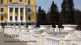  Presentation with estate - Presentation theme with arkhangelskoye-estate-in-moscow-russia background and a mint green colored foreground