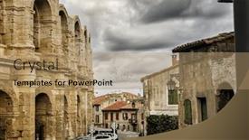  Presentation with amphitheater - PPT theme enhanced with arles-france-detail background and a coral colored foreground