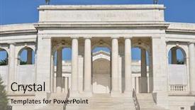  Presentation with amphitheater - Audience pleasing PPT theme consisting of arlington national cemetery - memorial amphitheater backdrop and a soft green colored foreground