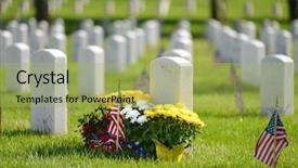  Presentation with ant - Audience pleasing PPT theme consisting of arlington national cemetery during memorial backdrop and a yellow colored foreground