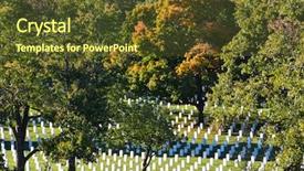  Presentation with cemetery - Cool new slide set with arlington national cemetery near backdrop and a tawny brown colored foreground
