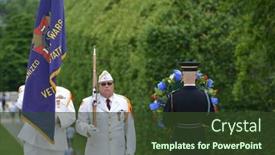  Presentation with veteran - PPT theme consisting of arlington-usa-may-28-2013 background and a tawny brown colored foreground