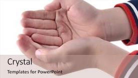  Presentation with hands holding a tree - Audience pleasing theme consisting of reaching freedom open arm - child's hands holding backdrop and a  colored foreground