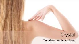  Presentation with black women beautiful woman - PPT theme consisting of arm anatomy - beautiful caucasian topless woman toucing background and a lemonade colored foreground