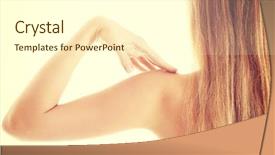  Presentation with black women beautiful woman - Slide deck consisting of arm anatomy - beautiful caucasian topless woman toucing background and a cream colored foreground