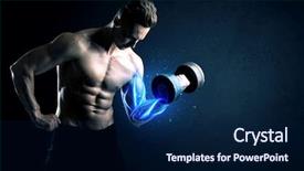  Presentation with arm anatomy - Cool new theme with arm anatomy - fit athlete lifting weight backdrop and a navy blue colored foreground