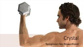  Presentation with arm anatomy - Beautiful presentation theme featuring arm anatomy - good looking fitness model doing backdrop and a coral colored foreground