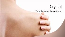  Presentation with arm anatomy - Audience pleasing PPT layouts consisting of arm anatomy - young woman with shoulder pain backdrop and a pink colored foreground