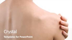  Presentation with arm anatomy - PPT theme consisting of arm anatomy - young woman with shoulder pain background and a coral colored foreground