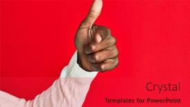  Presentation with forefinger - Amazing presentation theme having arm-and-hand-of-african backdrop and a red colored foreground