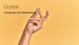  Presentation with symbol - Theme consisting of arm-and-hand-of-caucasian background and a yellow colored foreground