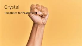  Presentation with revolution - Presentation design consisting of arm-and-hand-of-caucasian background and a yellow colored foreground