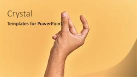  Presentation with symbol - PPT theme featuring arm-and-hand-of-caucasian background and a yellow colored foreground