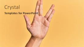  Presentation with vulcan - PPT theme enhanced with arm-and-hand-of-caucasian background and a yellow colored foreground