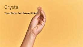  Presentation with man heart attact hand hold - Colorful slides enhanced with arm-and-hand-of-caucasian backdrop and a yellow colored foreground