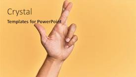  Presentation with superstition - Amazing PPT theme having arm-and-hand-of-caucasian backdrop and a yellow colored foreground