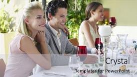  Presentation with dinner party - Slide set consisting of arm around at dinner party background and a lemonade colored foreground